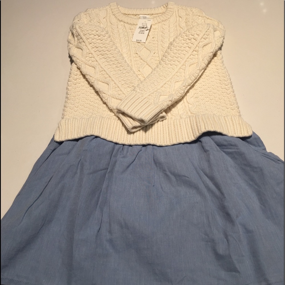Cable Knit Sweater attach to Chambray Skirt
